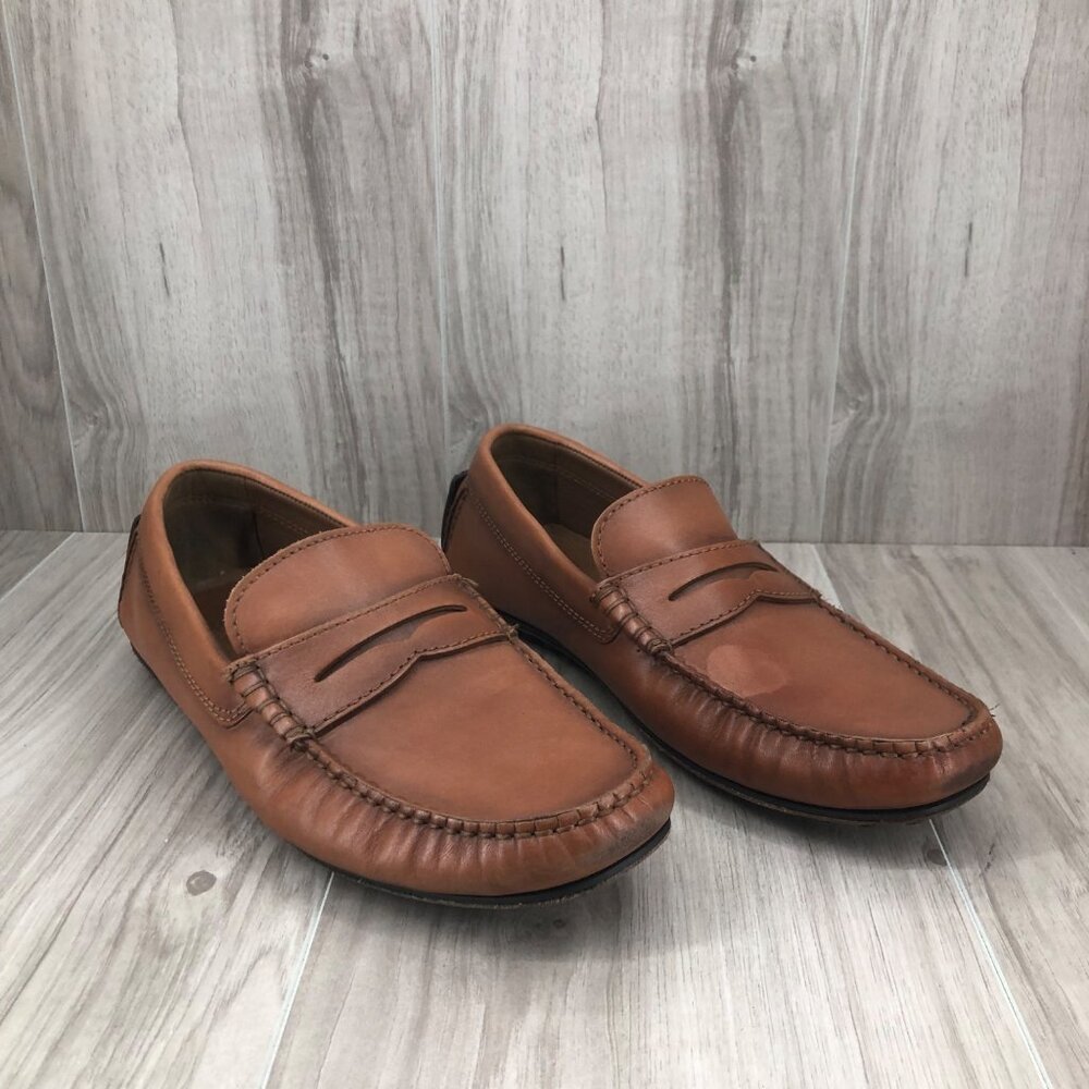 Peter Huber Driving Shoes Mens 8M Maddox Cognac Brown Leather Slip On Shoes - Picture 3 of 13